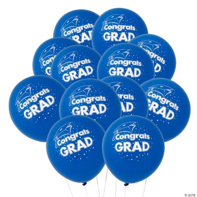 Blue “Congrats Grad” Latex Balloons