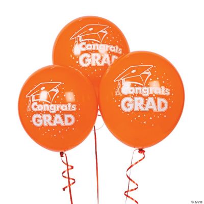 Orange “Congrats Grad” Latex Balloons