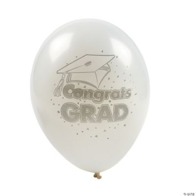 White “Congrats Grad” Latex Balloons