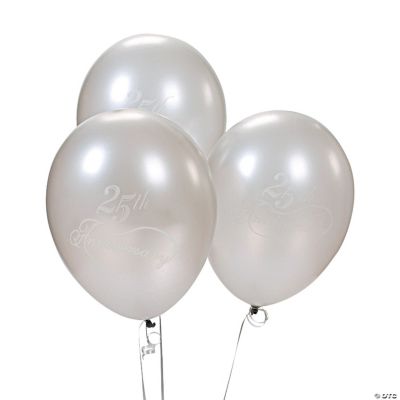 Latex Silver 25th Wedding Anniversary Balloons