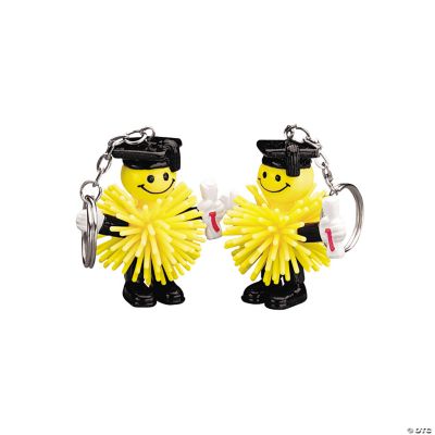 Smile Face Graduate Porcupine Ball Character Key Chains