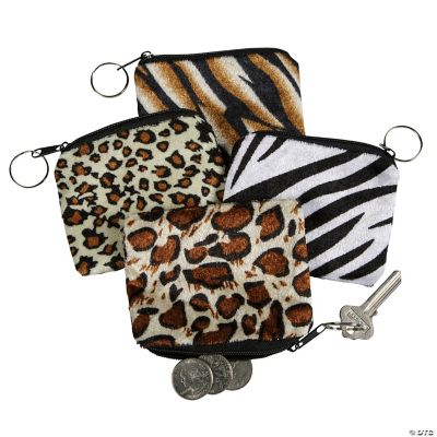 Plush Safari Print Coin Purse Key Chains