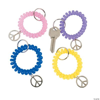 Coil Key Chains With Peace Sign Charm