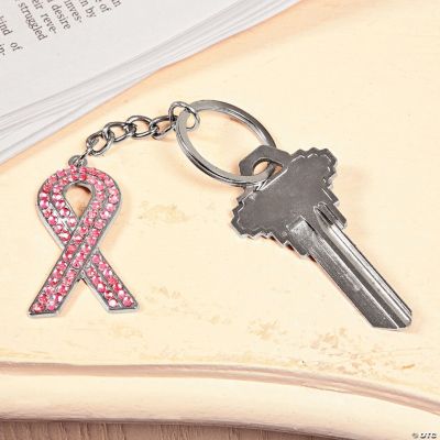 Pink Ribbon Rhinestone Key Chain