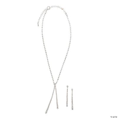 Rhinestone Y Necklace & Earrings