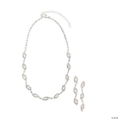 Rhinestone Scrolled Necklace With Earrings