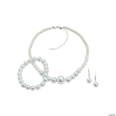 Faux Pearl Necklace, Bracelet & Earrings
