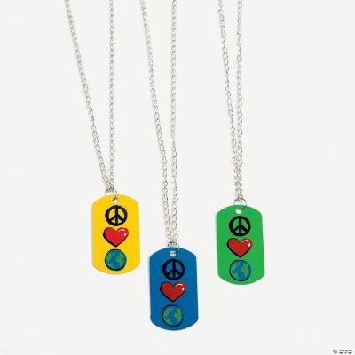Peace, Love & Earth Dog Tag Necklaces