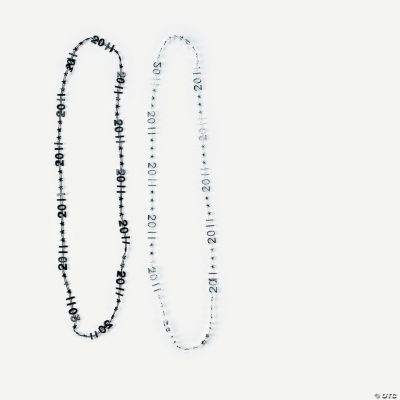 48 “2011” Silver & Black Beaded Necklaces