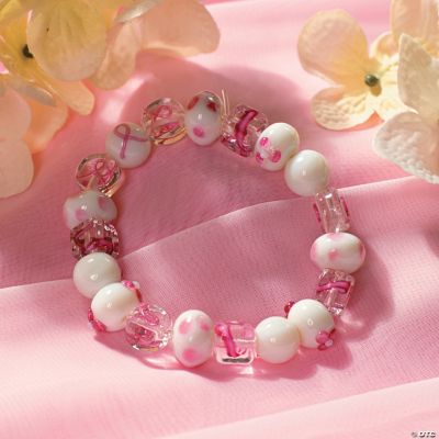 Pink Ribbon Beaded Bracelet