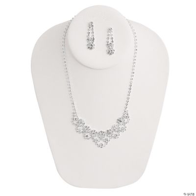 Rhinestone Flower Necklace & Earrings