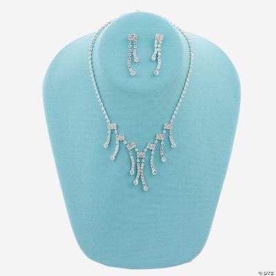 Rhinestone Dangle Necklace With Earrings
