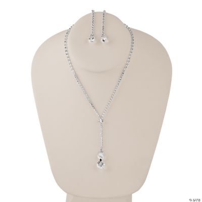 Rhinestone Drop Necklace With Earrings