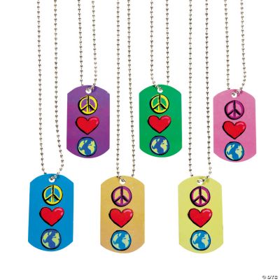 Peace, Love, Earth Dog Tags
