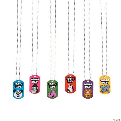 “100th Day” Dog Tag Necklaces