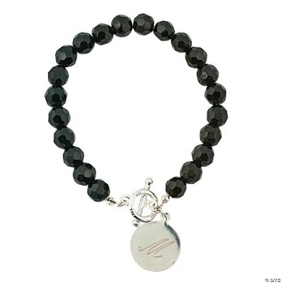 Personalized Black Crystal Beaded Bracelet