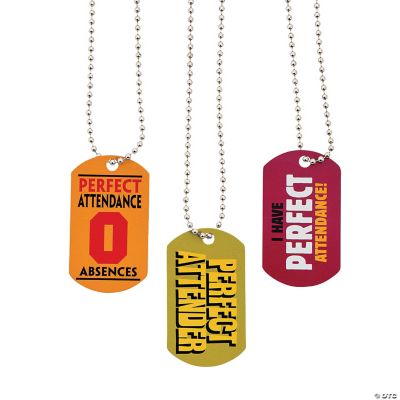 “Perfect Attendance” Dog Tag Necklaces