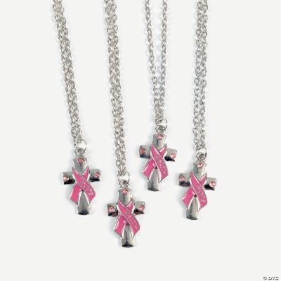 Pink Ribbon Cross Necklaces