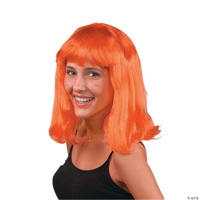 Adult's Neon Orange Pageboy Wig