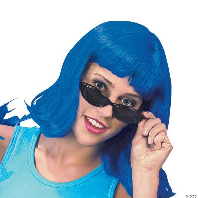 Adult's Neon Blue Pageboy Wig