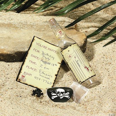 Skull And Crossbones Invitations In A Bottle