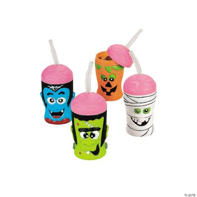 Halloween Brain Head Cups With Lids & Straws