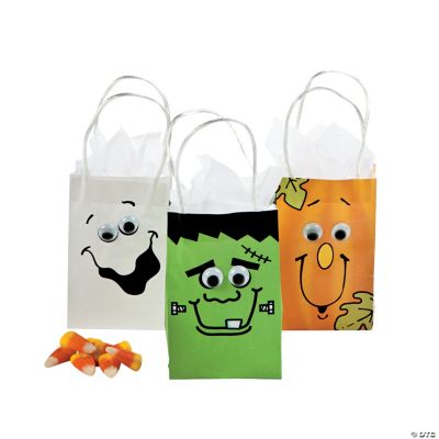 Mini Paper Halloween Bags With Wiggle Eyes Assortment