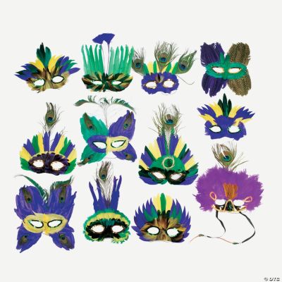 Deluxe Mardi Gras Feather Masks