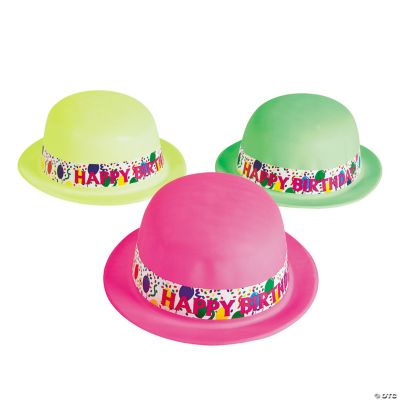 Neon “Happy Birthday” Derby Hats