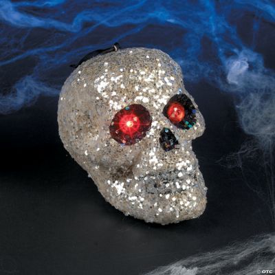 Glitter Hanging Skull with Red Eyes