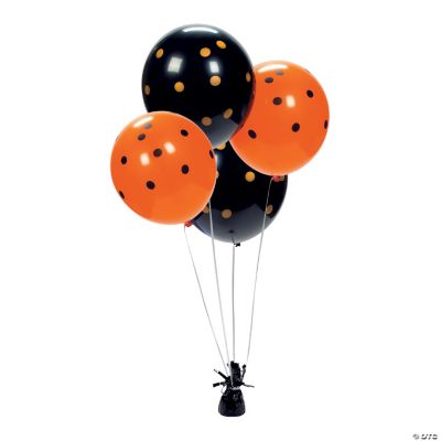 Latex Black & Orange Polka Dot Balloons