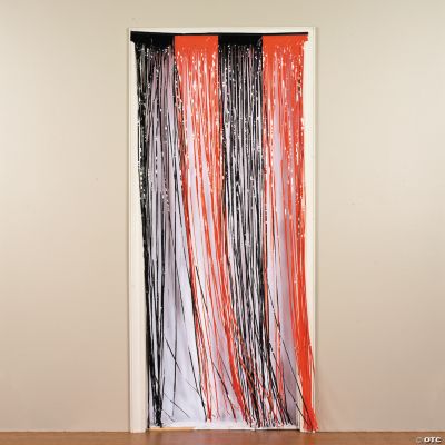 Orange and Black Fringe Door Curtain