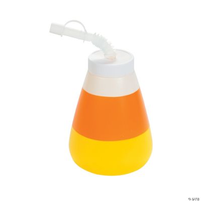 Molded Candy Corn Cups With Lid & Straw