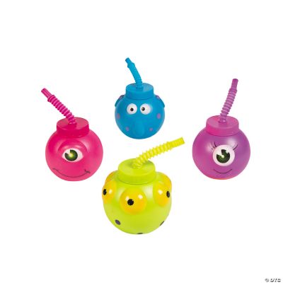 Molded Monster Cups With Lids & Straws