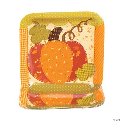 Fall Patchwork Square Dinner Plates