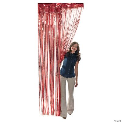 Metallic Red Fringe Curtains