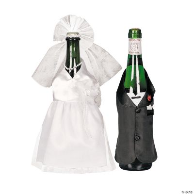 Bride & Groom Wine Bottle Cover Set