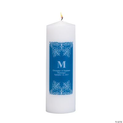 Personalized Blue Monogram Pillar Candles