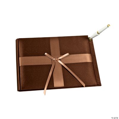 Brown Wedding Guest Book With Pen