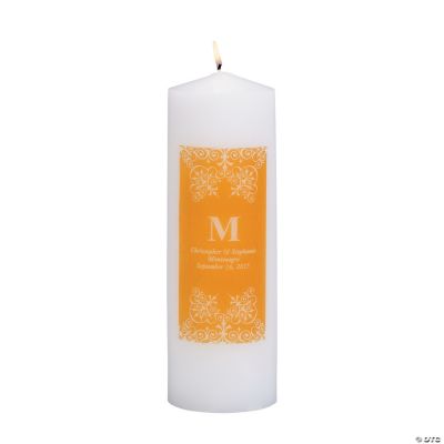 Personalized Gold Monogram Pillar Candles