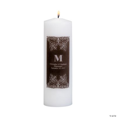 Personalized Black Monogram Pillar Candles