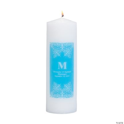 Personalized Light Blue Monogram Pillar Candles