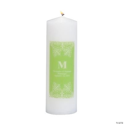 Personalized Lime Green Monogram Pillar Candles