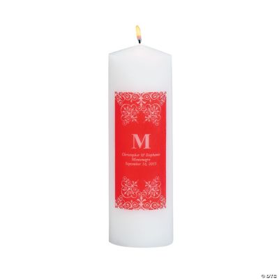 Personalized Red Monogram Pillar Candles