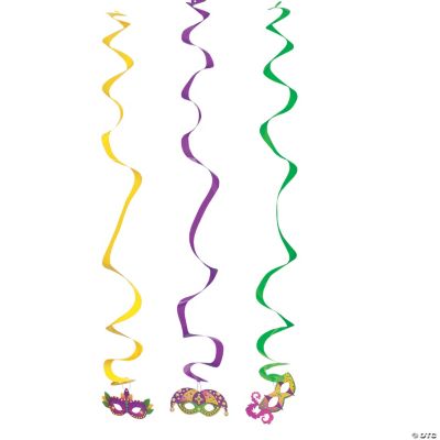 6 Large Mardi Gras Dangling Swirls