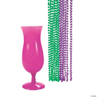 Mardi Gras Beads In A Hurricane Glass
