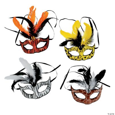 Animal Print Masks with Feathers Oriental Trading