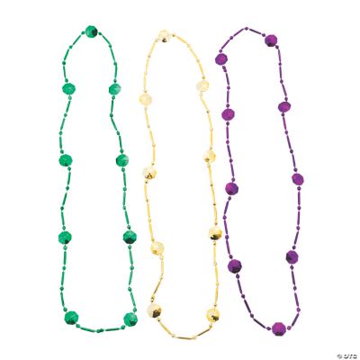 Disk-Shaped Mardi Gras Beaded Necklaces