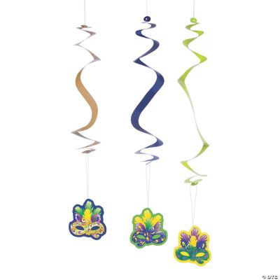Mardi Gras Prismatic Dangling Swirls