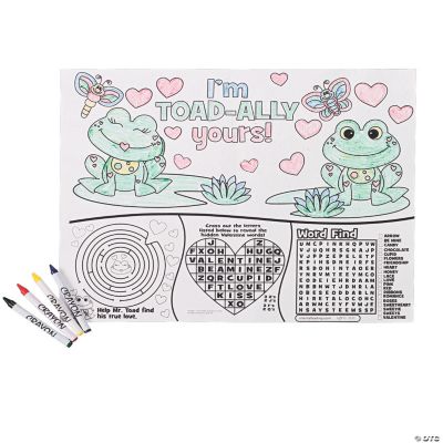 Valentine Activity Place Mats With Crayons